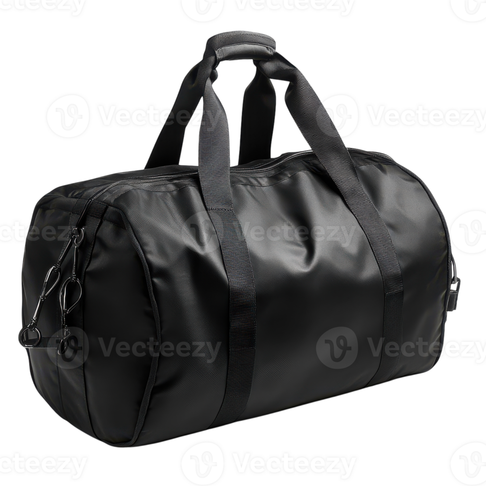 Versatile Black Gym Duffle Bag for Fitness Enthusiasts on Transparent Background png
