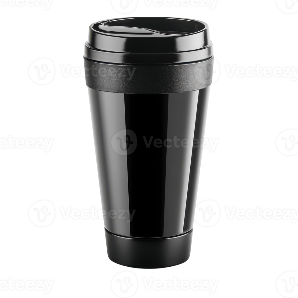 Durable Black Stainless Steel Travel Mug for Coffee on the Go on Transparent Background png
