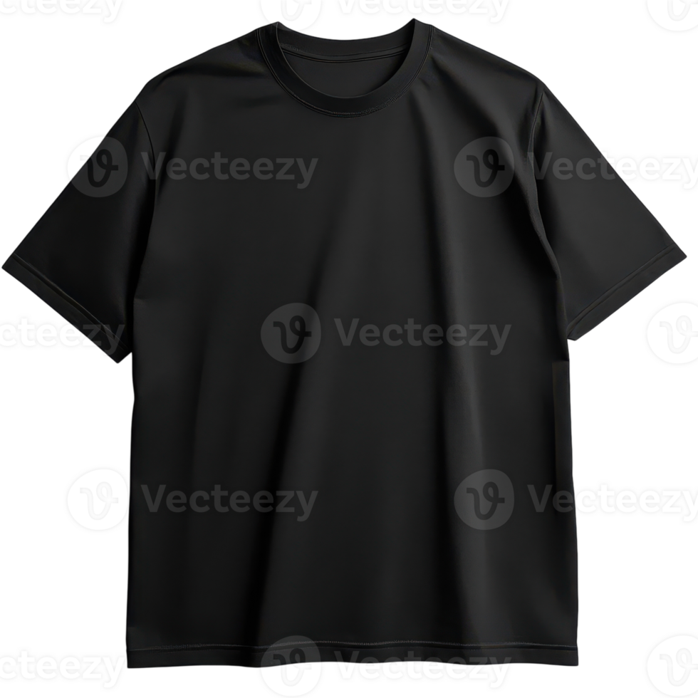 Black Oversized T-Shirt Isolated on White Background for Fashion Marketing on Transparent Background png