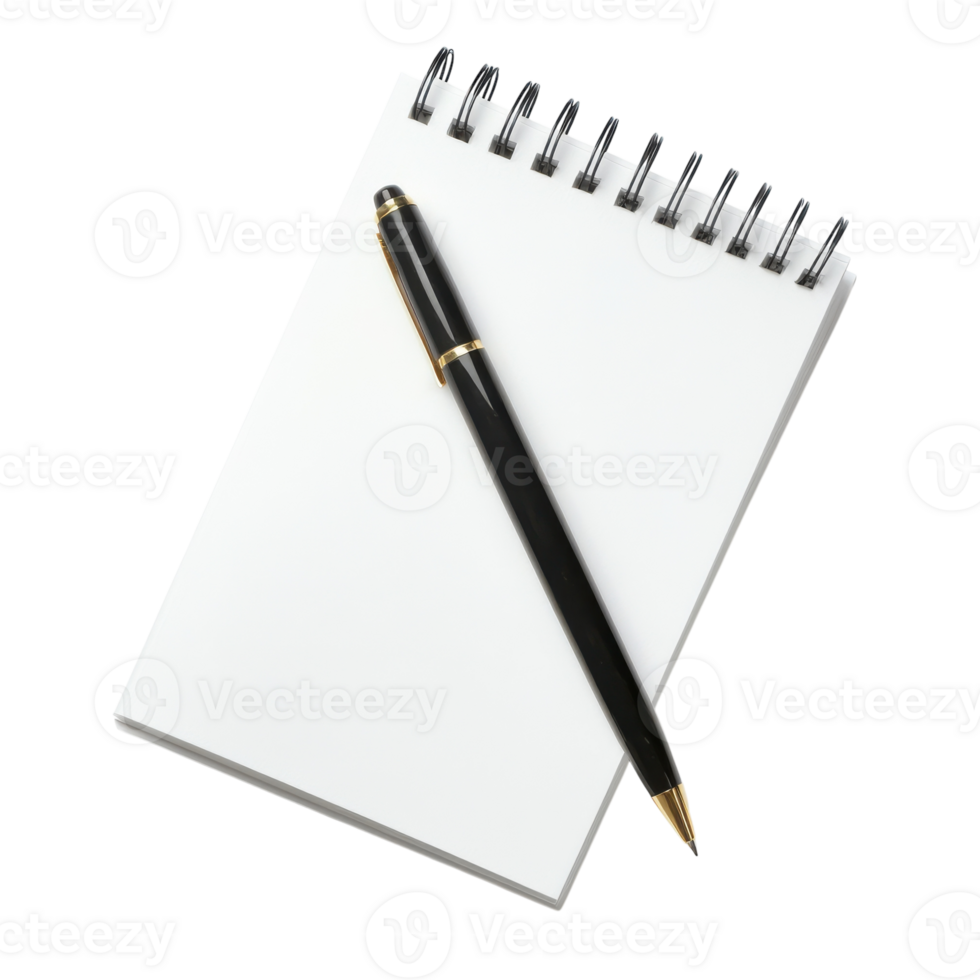 Minimalist Blank Notepad with Pen for Note Taking on Transparent Background png