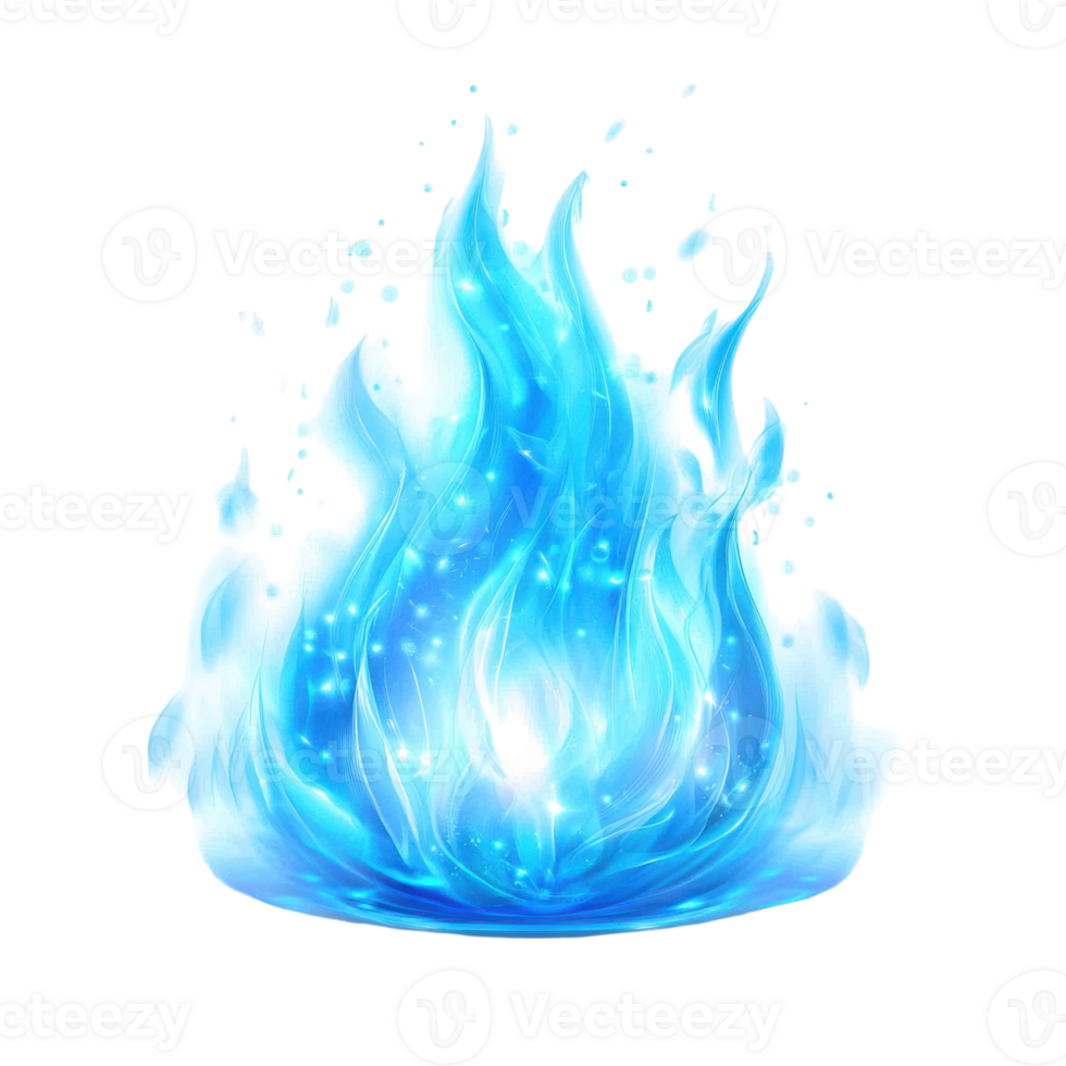 Dynamic Blue Fire Effect for Visual Projects on Transparent Background png