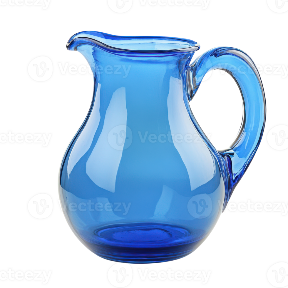 Elegant Blue Glass Pitcher with Water for Refreshing Beverages on Transparent Background png