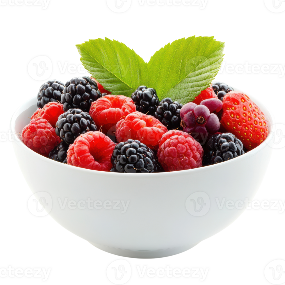 Bowl of Fresh Berries for Healthy Eating and Desserts on Transparent Background png