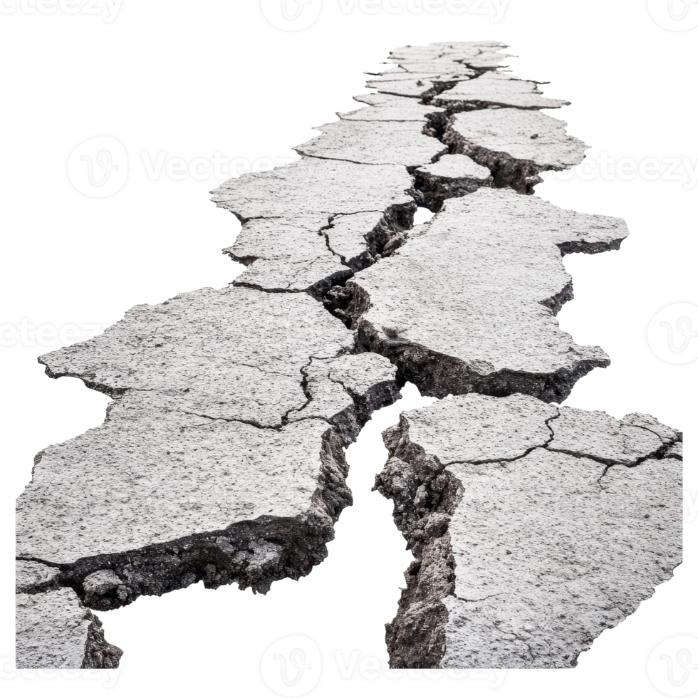Cracked Earth Surface Revealing Fragile Ecosystem on Transparent Background png