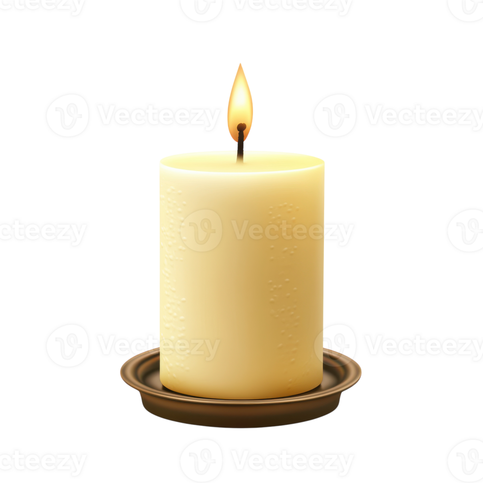 Candle with Flame on White Background for Ambience and Relaxation on Transparent Background png