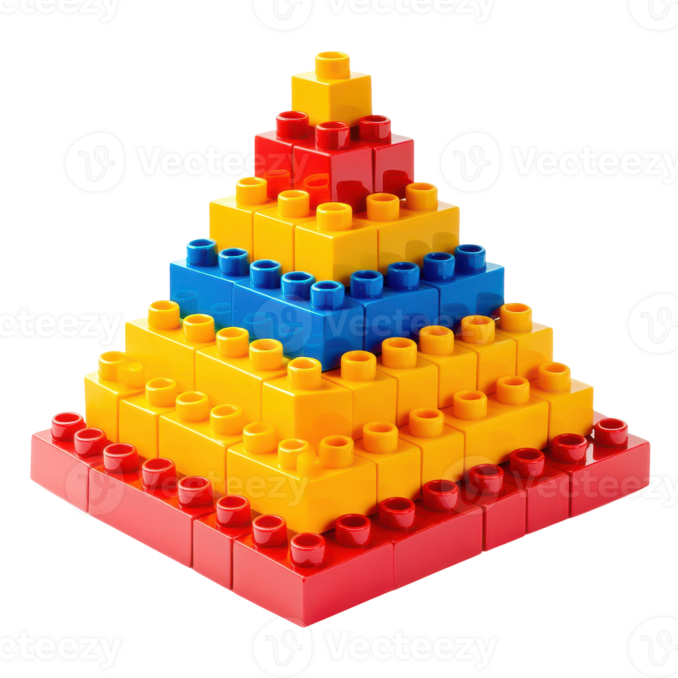 Building Blocks Arranged in a Pyramid Ideal for Educational and Creative Projects on Transparent Background png