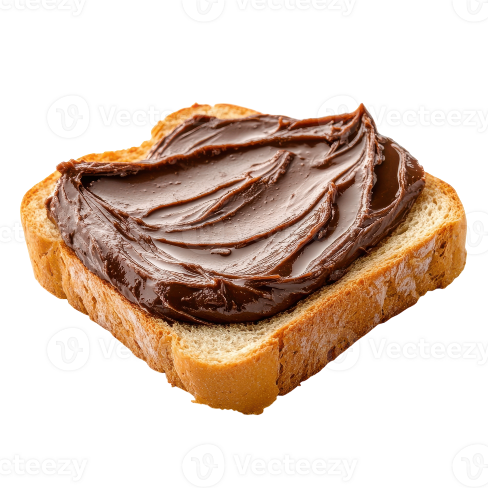 Delicious Chocolate Spread on Fresh Bread for Breakfast on Transparent Background png