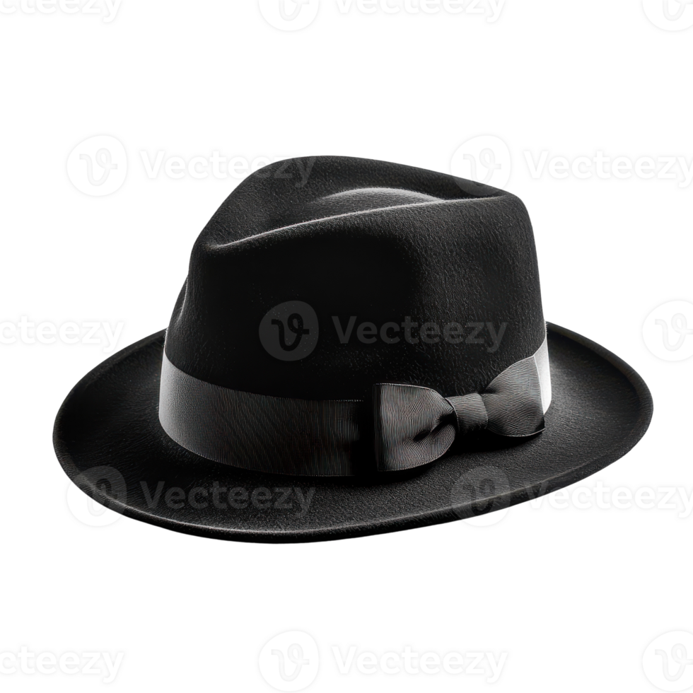 Classic Black Hat Isolated for Fashion or Costume Use on Transparent Background png