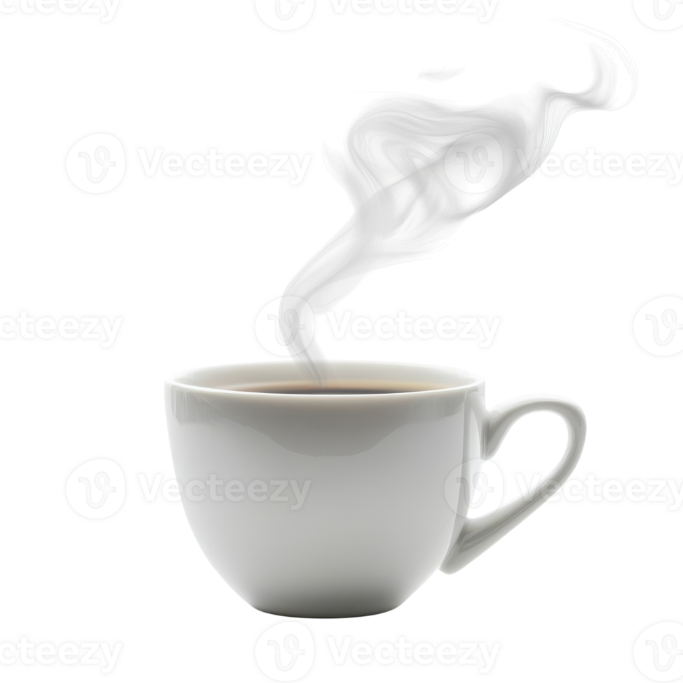 Close-Up of a Steaming White Coffee Cup for Cozy Morning Vibes on Transparent Background png