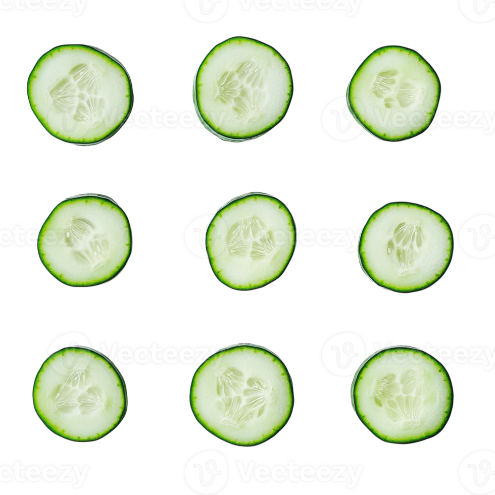 Fresh Cucumber Slices for Healthy Snacking and Salads on Transparent Background png