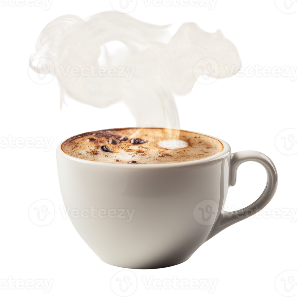 Aromatic Cup of Coffee with Steam Isolated for Beverage Promotion on Transparent Background png