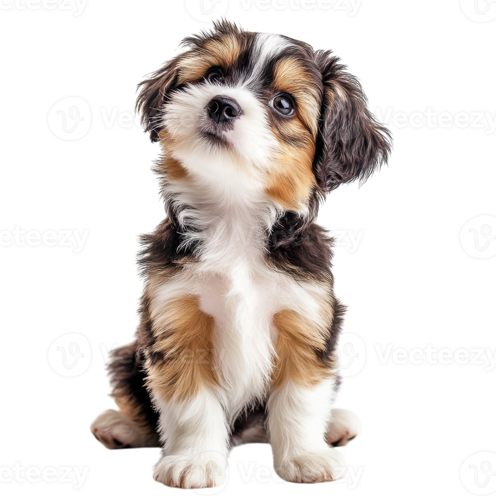 Cute Puppy Sitting in a Natural Setting on Transparent Background png