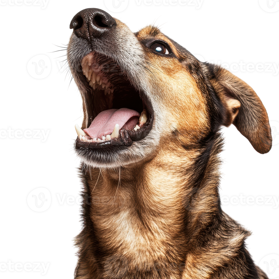 Dog Barking with Open Mouth on White Background for Pet-Related Content on Transparent Background png