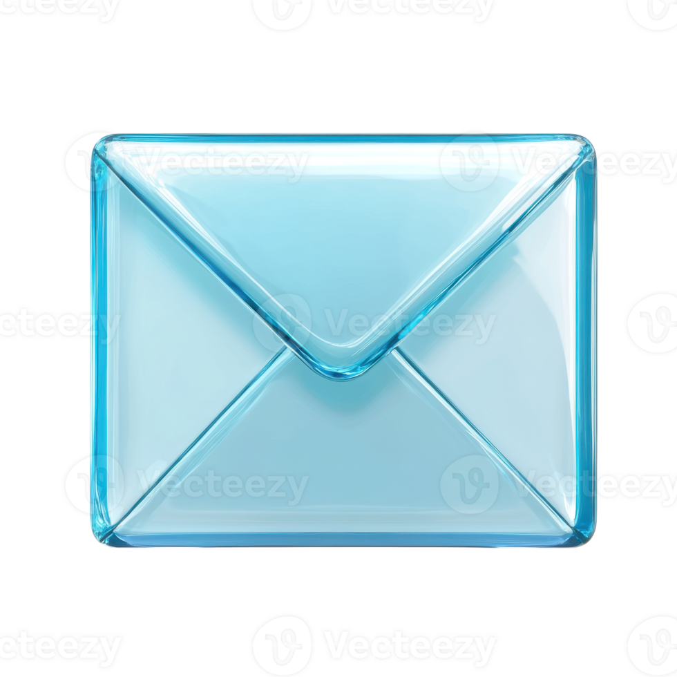 Email Envelope Glass Icon for Digital Communication on Transparent Background png