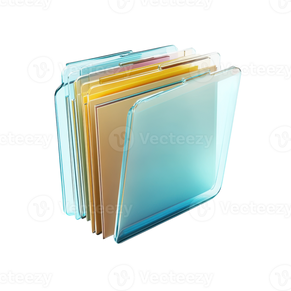 Glass Document Icon Render for Business Use on Transparent Background png