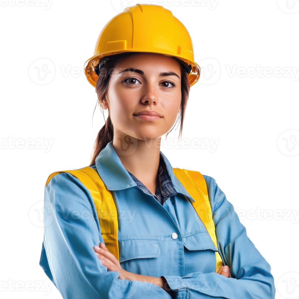 Female Engineer Isolated on White Background for Professional Use on Transparent Background png