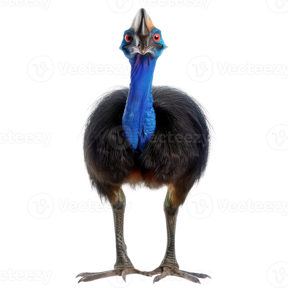Cassowary bird front view full body isolate on transparent background png
