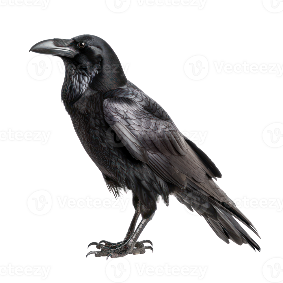 Raven side view full body isolate on transparent background png