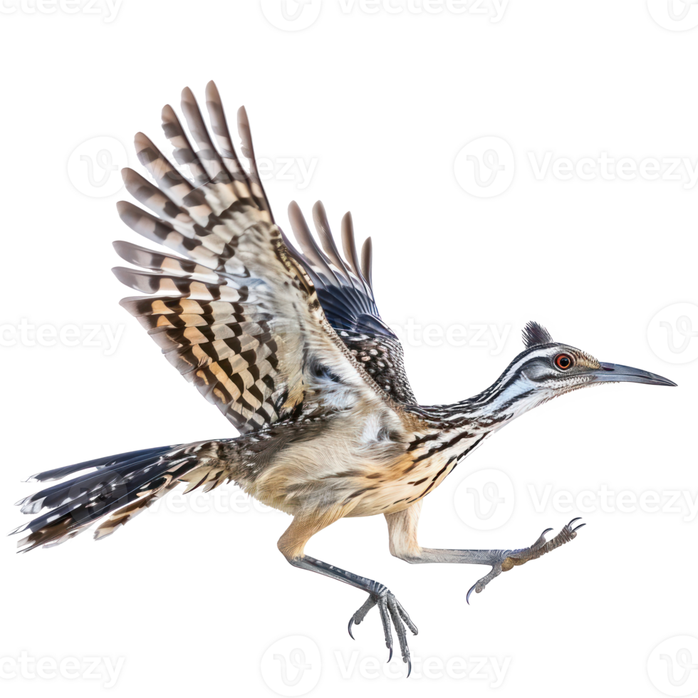 roadrunner bird flying on transparent background png