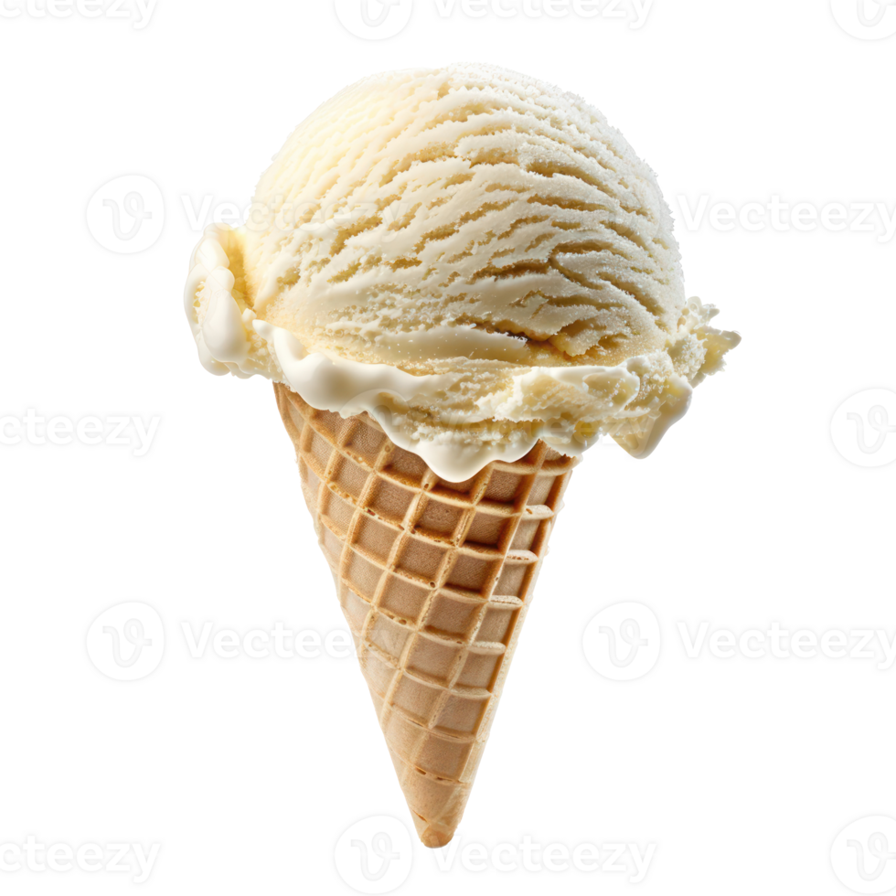 ice cream in a waffle cone on a transparent background png