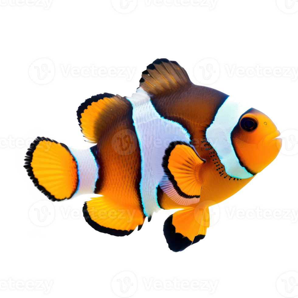 an orange and white clown fish on a transparent background png