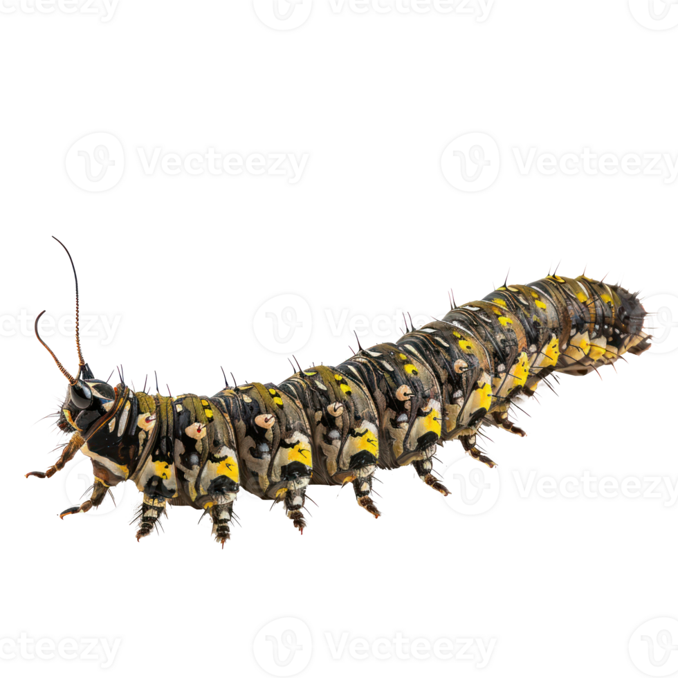Caterpillar side view full body isolate on transparent background png
