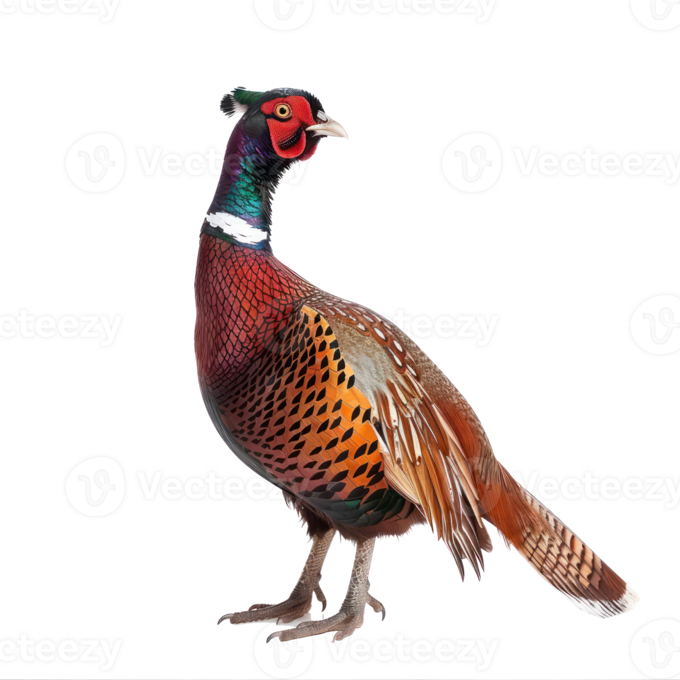 Pheasant bird side view full body isolate on transparent background png