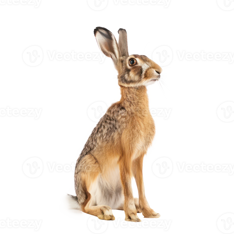 a brown hare sitting on a transparent background png