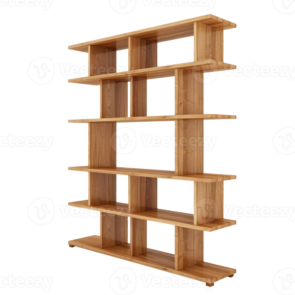 Modern Bookshelf Design side view full length isolate on transparent background png