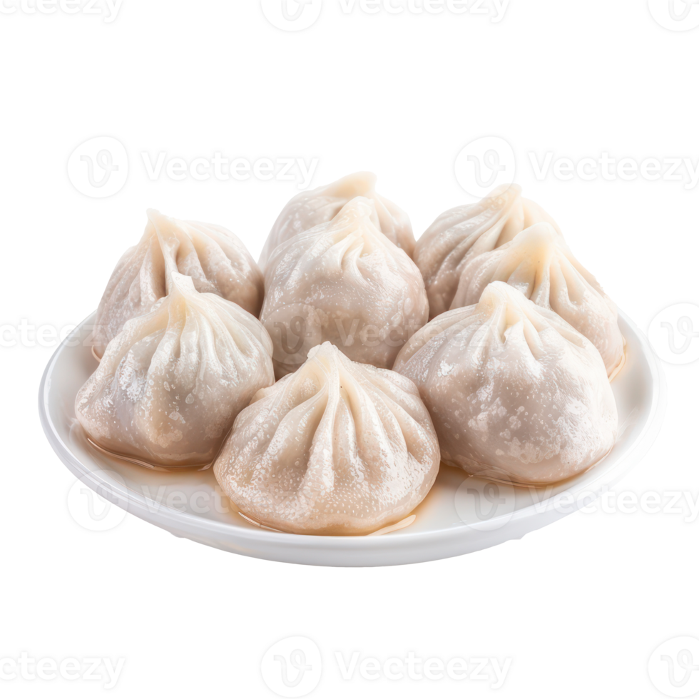 chinese dumplings on a plate on a transparent background png