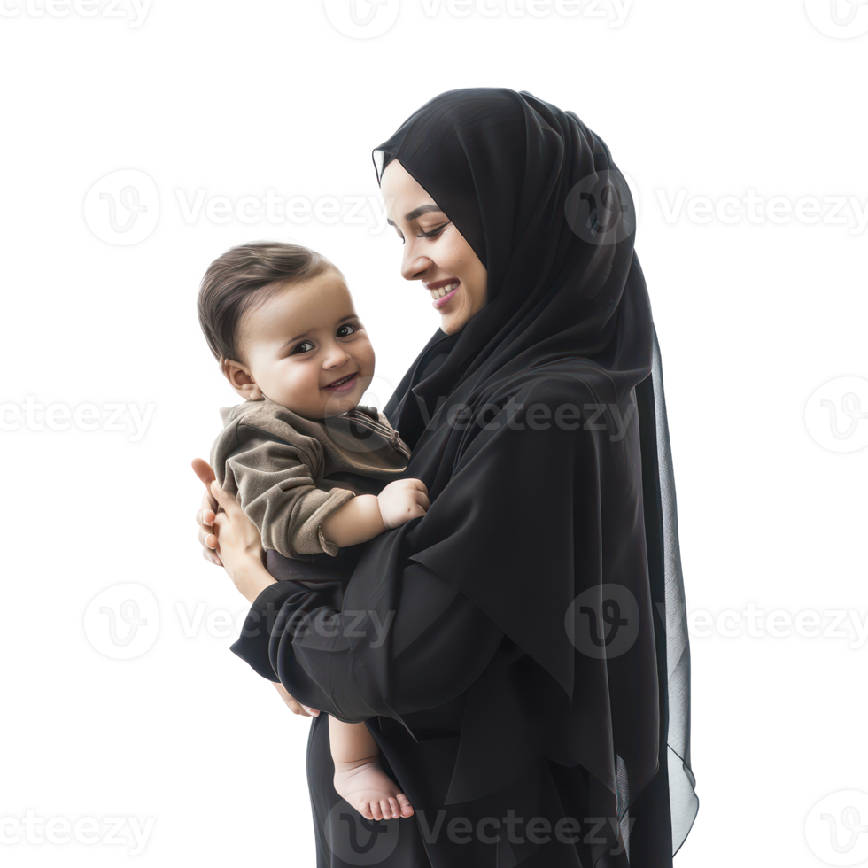 mother and child in black on transparent backgroun png