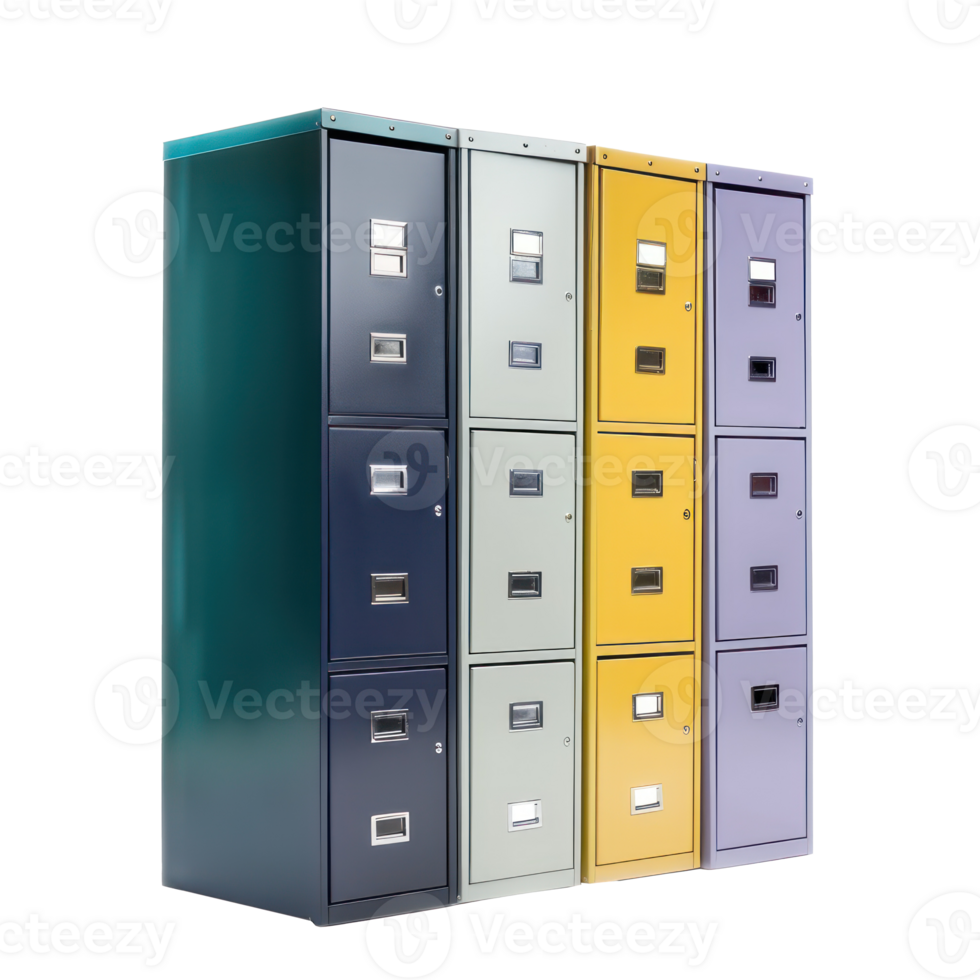 Filing cabinets side view full body isolate on transparent background png