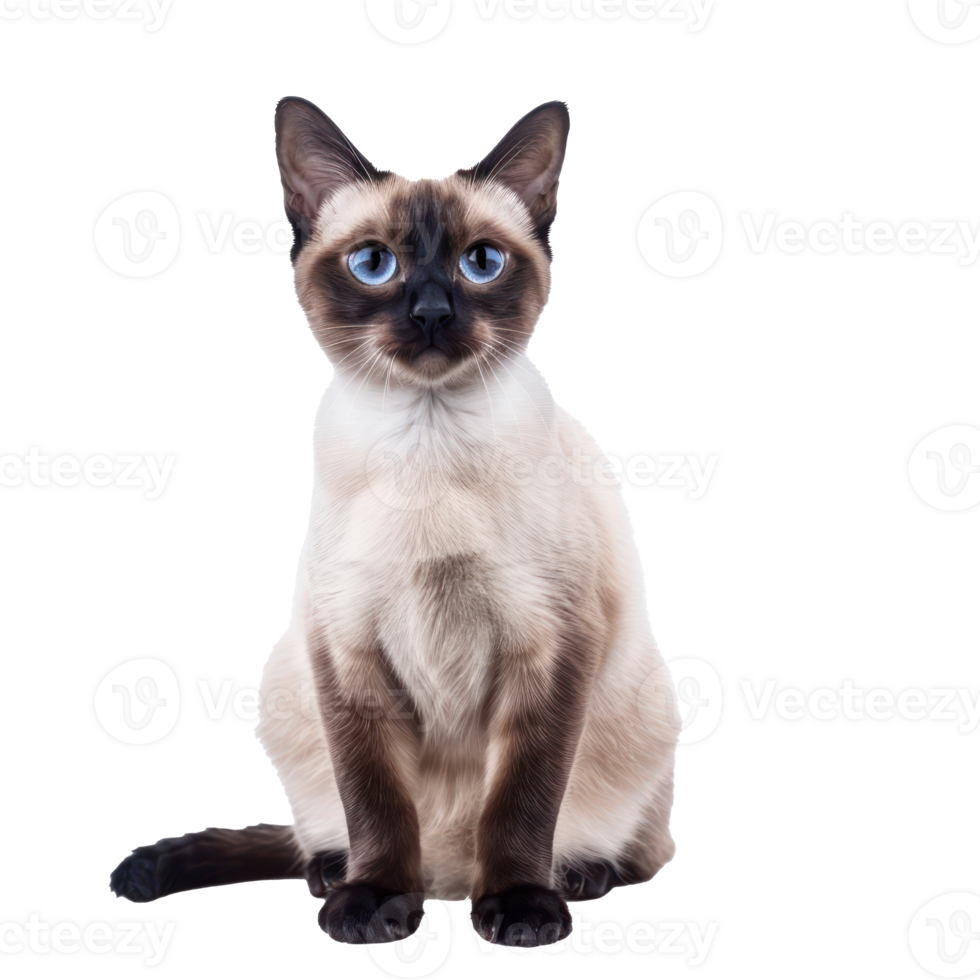 Siamese Cats front view full body isolate on transparent background png