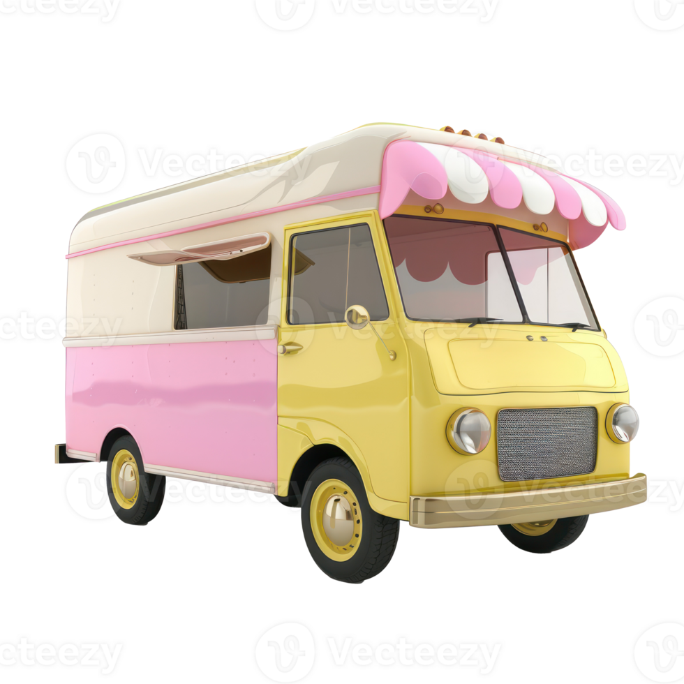 ice cream truck cartoon illustration isolate on transparent background png