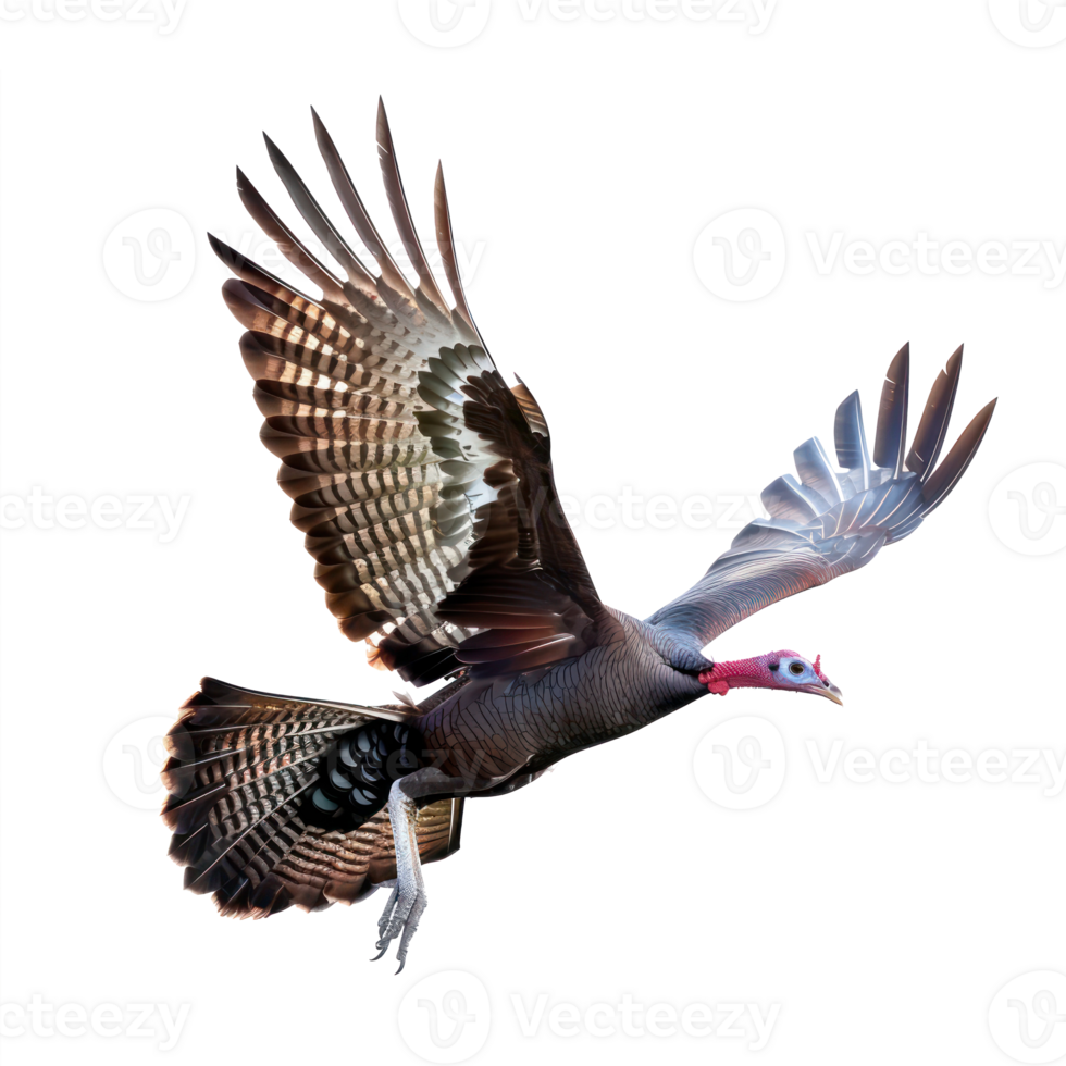 Turkey bird fly full body isolate on transparent background png