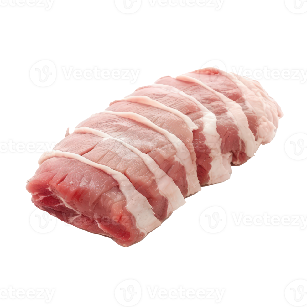 raw pork wrapped in bacon on a transparent background png