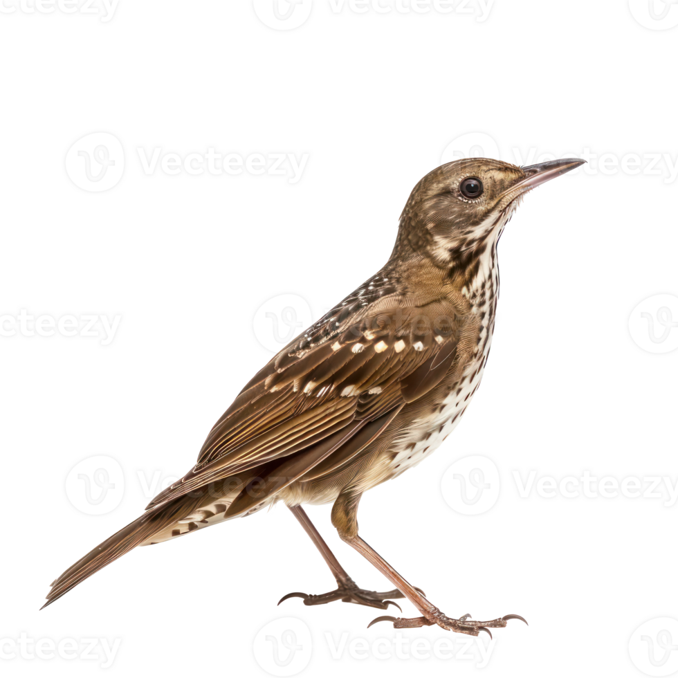 Thrush bird side view full body isolate on white background png