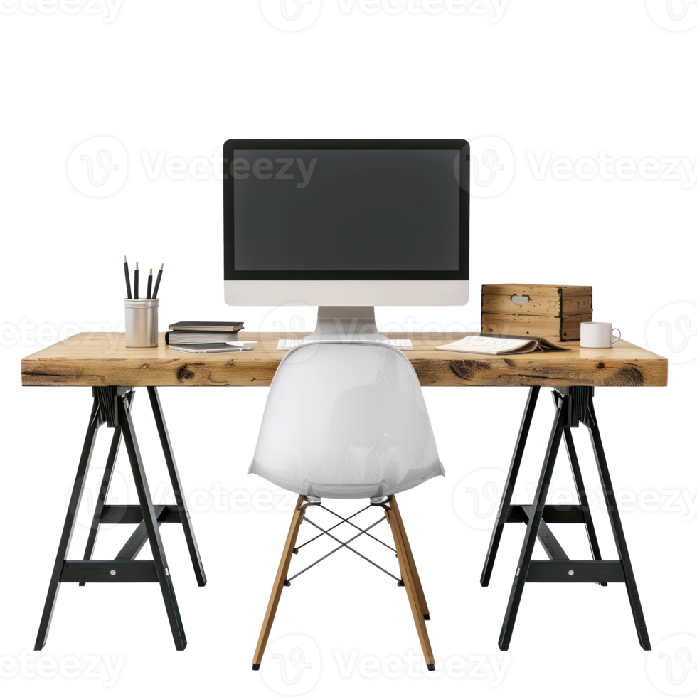 Desk side view full body isolate on transparent background png