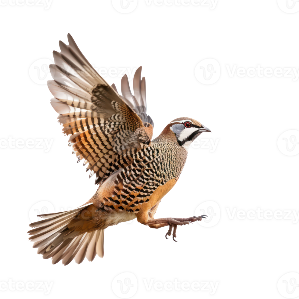 Partridge bird fly full body isolate on transparent background png