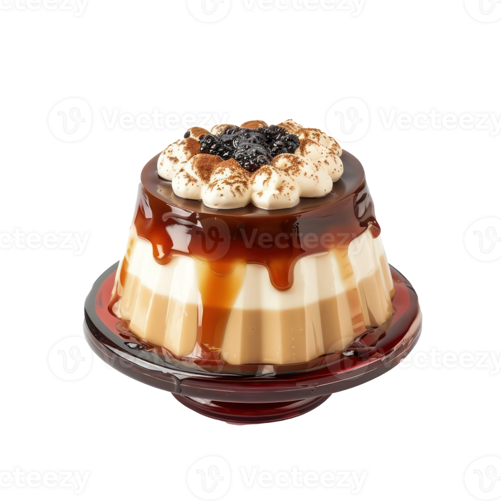 jelly dessert with caramel sauce on top png