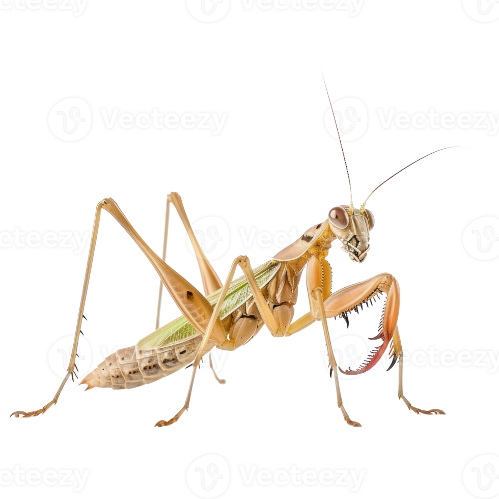 Praying Mantids side view full body isolate on transparent background png