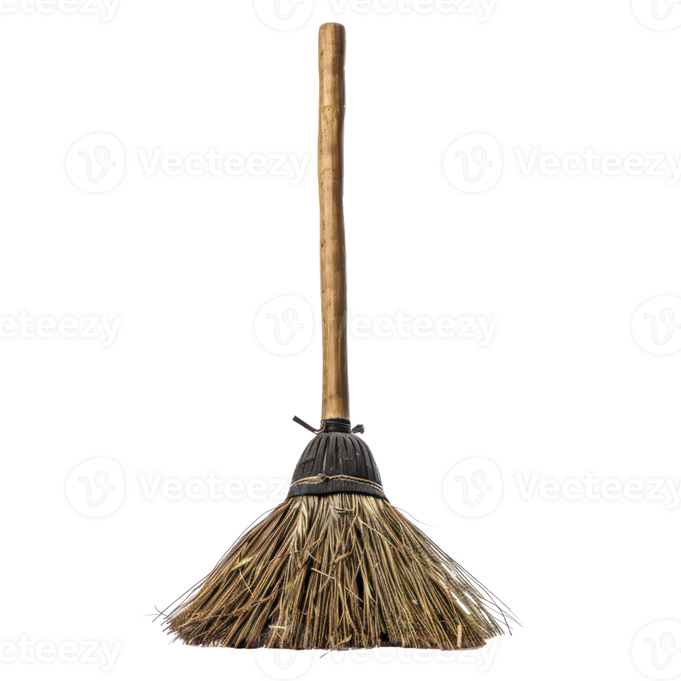 Broom front view full length isolate on transparent background, png