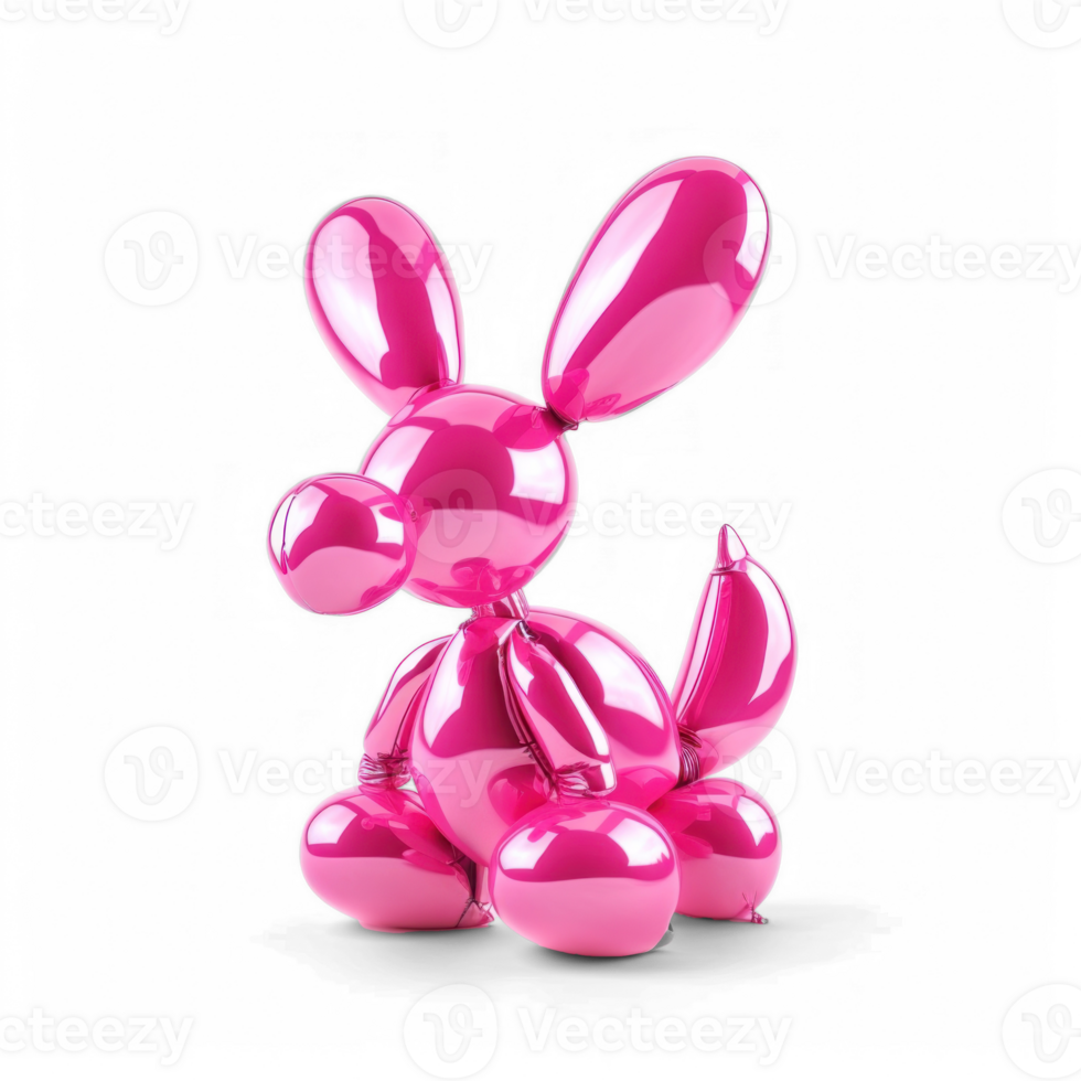 Party pink balloon dog full body isolate on transparent background png