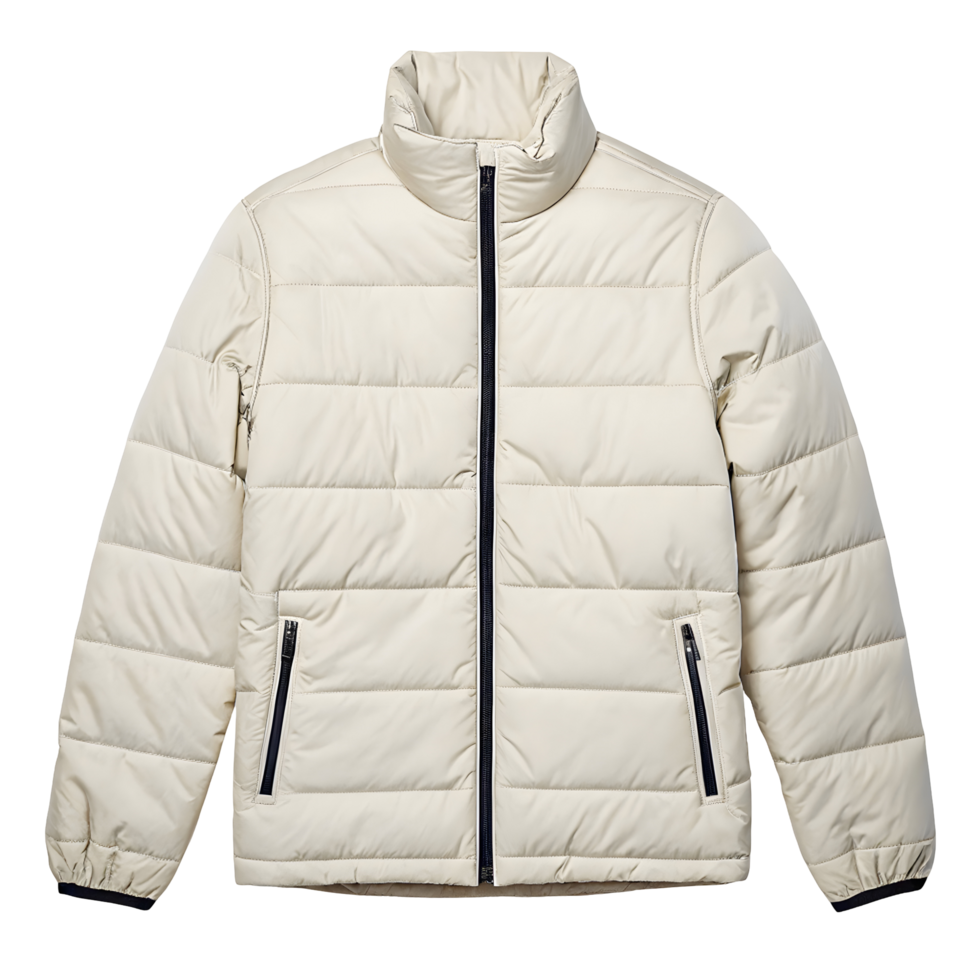 A Light Cream-Colored Puffer Jacket Mockup png