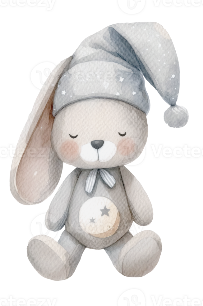 A cute little bunny with a hat and a star on its head png