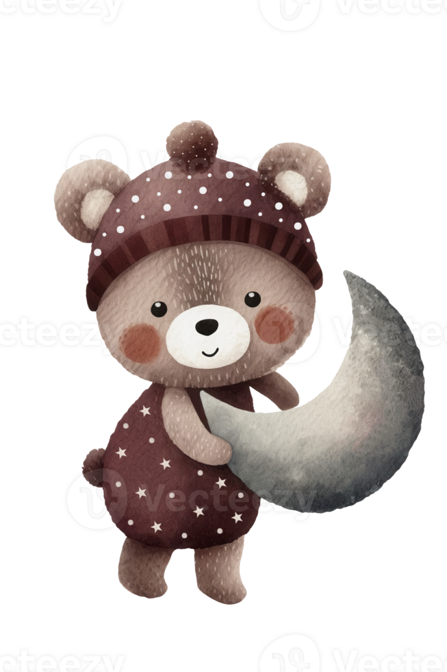 Teddy Bear holding Green Moon png