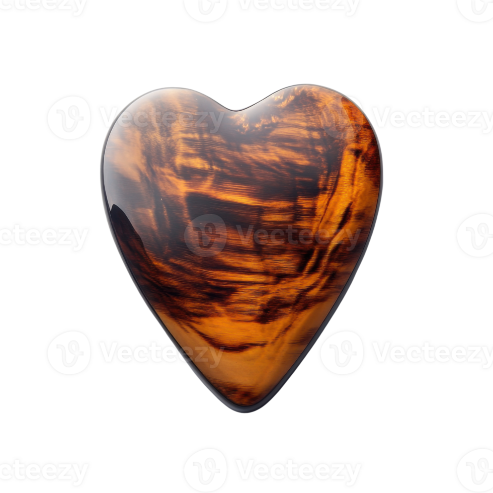 Shiny amber heart on a transparent background png