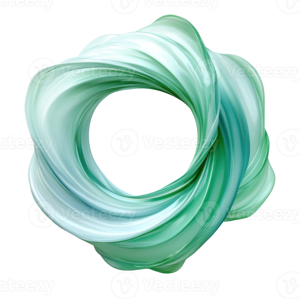 Abstract green and white swirling shape on white background png