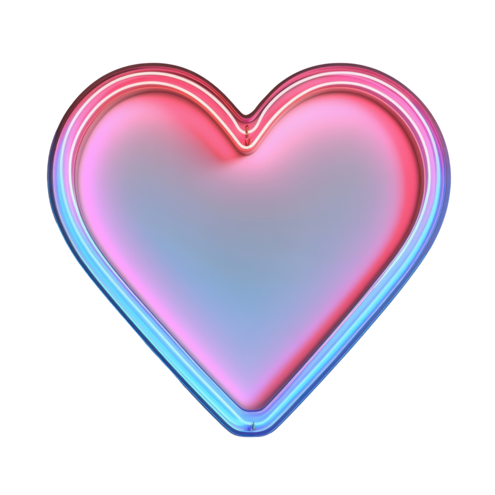 Neon heart-shaped light in vibrant pink and blue hues png