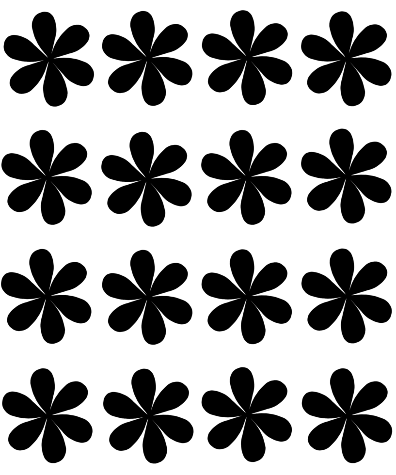A black and white pattern with many flowers png